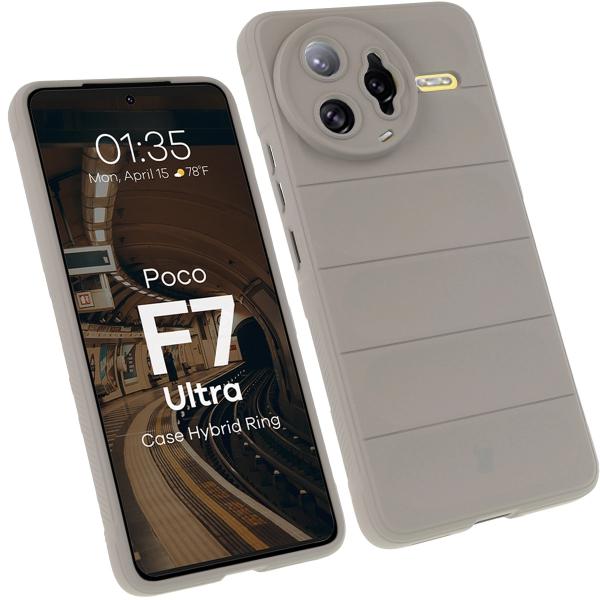 Pancerne etui Bizon Case Tur do Xiaomi Poco F7 Ultra, jasnoszare