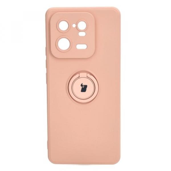 Etui Bizon Case Silicone Ring Sq do Xiaomi 13 Pro, jasnoróżowe