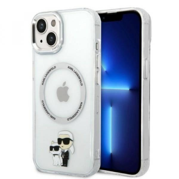 Etui Karl Lagerfeld Hard Case Transparent Iconic Karl & Choupette MagSafe do iPhone 14 Plus, przezroczyste