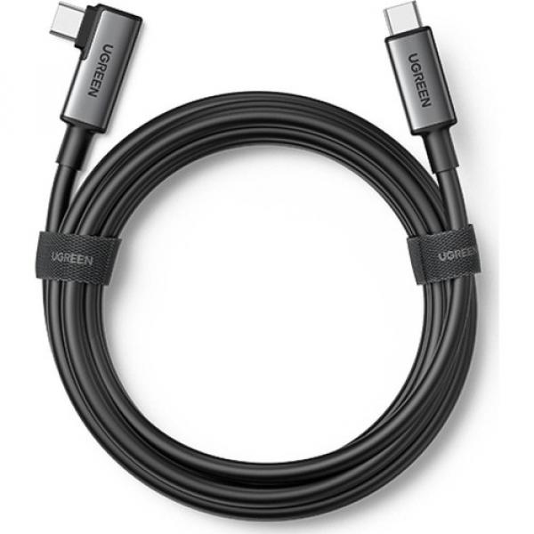 Kabel kątowy Ugreen USB-C / USB-C 60 W, PD z obsługą gogli VR, 5 m, czarny