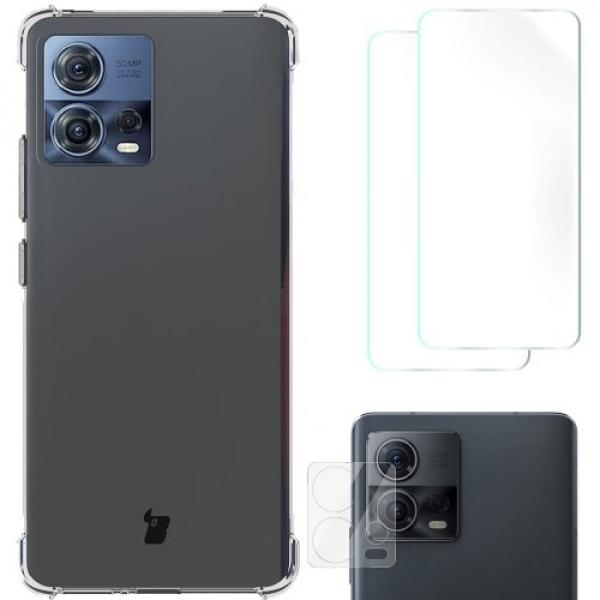 Etui + 2x folia + obiektyw Bizon Case Clear Pack do Motorola Edge 30 Fusion, przezroczyste