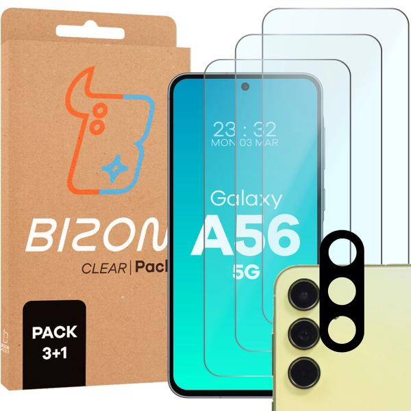 3x Szkło hartowane + szybka na aparat Bizon Glass Clear 2 Pack do Galaxy A56 5G