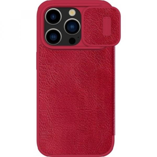 Etui Nillkin Qin Pro Leather z klapką do iPhone 15 Pro Max, czerwone