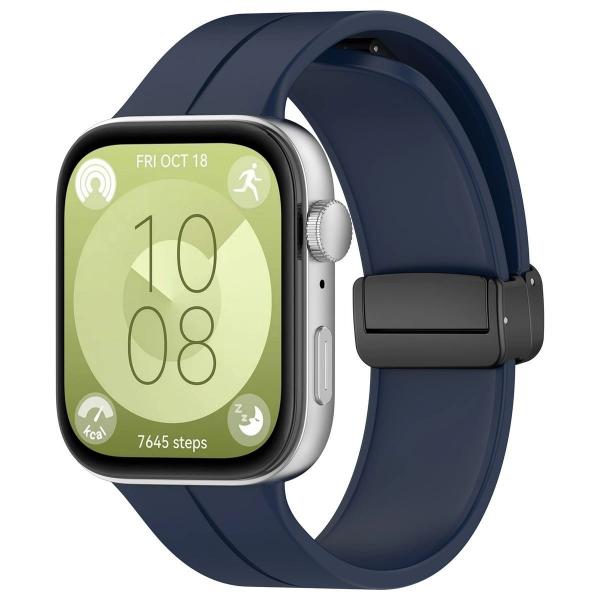Silikonowy pasek Bizon Strap Watch Silicone L do Huawei Watch Fit 4 Pro/Fit 4/Fit 3, granatowy