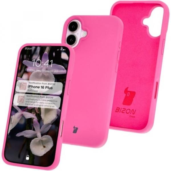 Silikonowe etui Bizon Soft Case do iPhone 16 Plus, fuksja