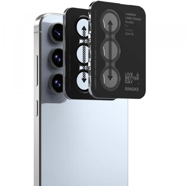 OUTLET: Nakładki na aparat Ringke Camera Lens Frame Glass do Galaxy S24 FE, 2-Pack, czarne
