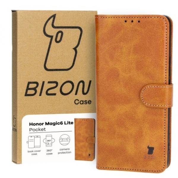 Etui z klapką Bizon Case Pocket do Honor Magic6 Lite, brązowe