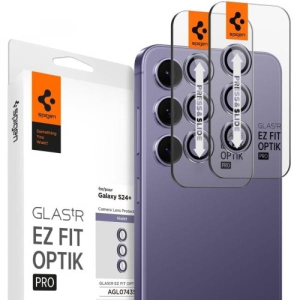 Szkło na aparat Spigen Glas.tR Ez Fit Optik Pro 2-Pack do Galaxy S24 Plus, fioletowe