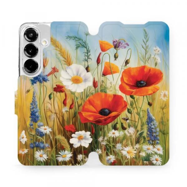 Etui z klapką do Galaxy S25, Mobiwear Book, łąkowe kwiaty