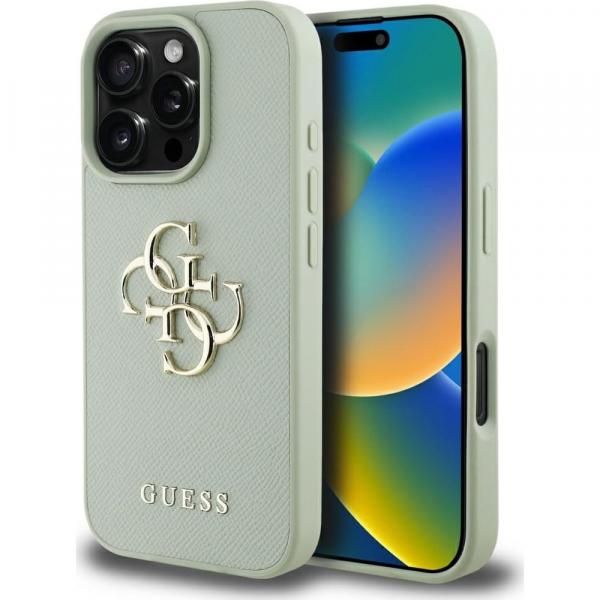 Etui Guess Grained Big 4G Small Classic Logo do iPhone 16 Pro Max, zielone