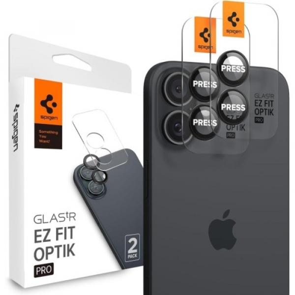 Szkło na aparat Spigen Glas.tR Ez Fit Optik Pro 2-Pack do iPhone 16 / 16 Plus, czarne