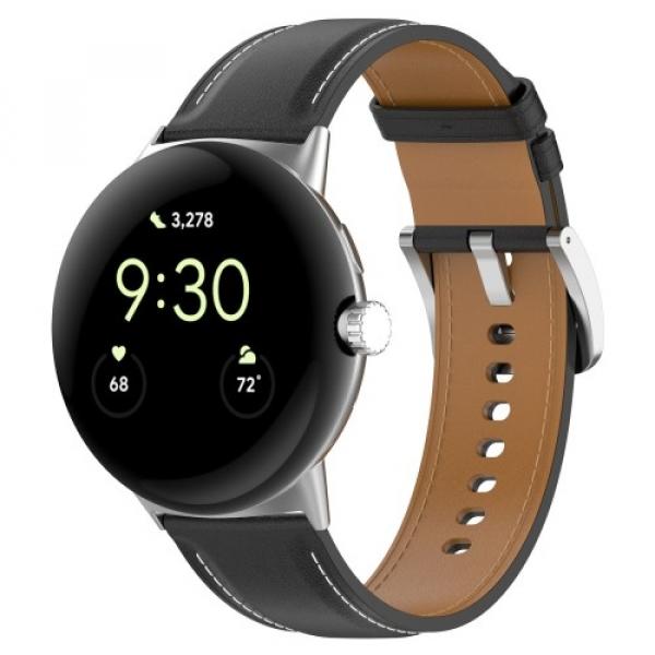 Skórzany pasek Bizon Strap Watch Casual 41 mm do Pixel Watch 3/Watch 2/Watch 1, czarny