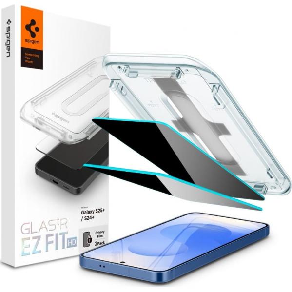 Szkło do etui + Aplikator Spigen Glas.tR Privacy EZ Fit 2-Pack do Galaxy S25 Plus / S24 Plus