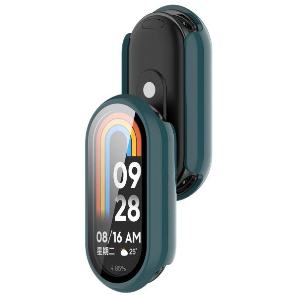 Etui ze szkłem do zegarka Bizon Case+Glass Watch do Xiaomi Smart Band 10, ciemnozielone