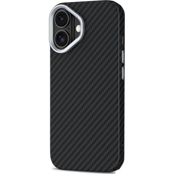 Etui Tech-Protect Ion Carbon MagSafe do iPhone 16, czarne z włóknem węglowym
