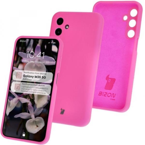 Silikonowe etui Bizon Soft Case do Galaxy M35 5G, neonowo-różowe