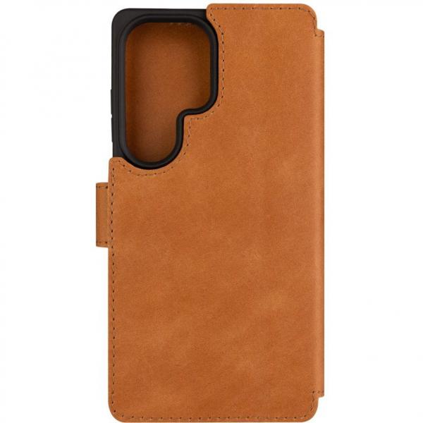 Etui zamykane z naturalnej skóry Fixed ProFit do Galaxy S25 Ultra, brązowe