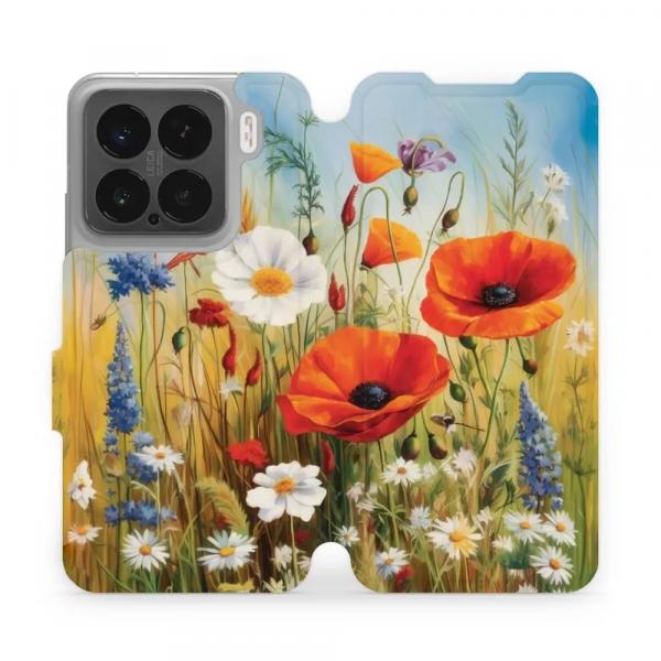 Etui z klapką do Xiaomi 15, Mobiwear Book, łąkowe kwiaty