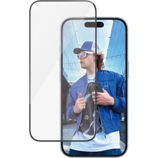 Szkło hartowane PanzerGlass Ultra-Wide Fit + EasyAligner do iPhone 16 / iPhone 15, czarna ramka