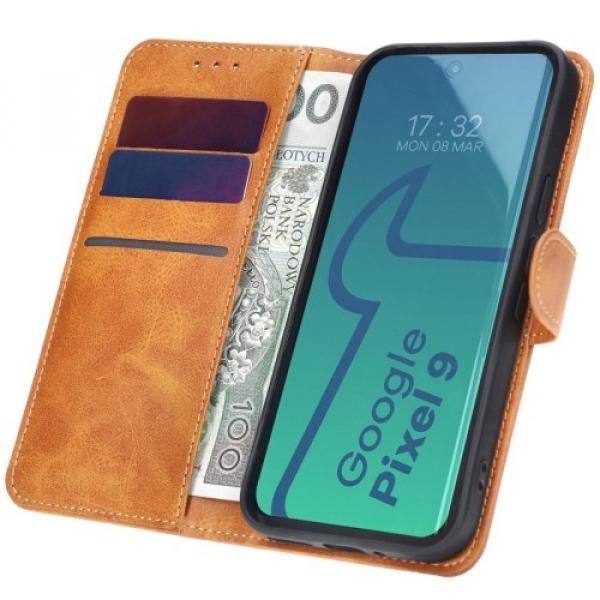 Etui z klapką Bizon Case Pocket do Google Pixel 9 / 9 Pro, brązowe