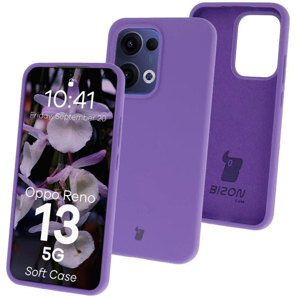 Silikonowe etui Bizon Soft Case do Oppo Reno13, fioletowe