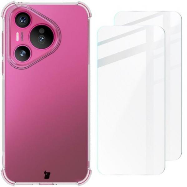 Etui + 2x szkło Bizon Case Clear Pack do Huawei Pura 70, przezroczyste