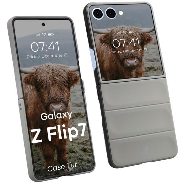 Pancerne etui Bizon Case Tur do Galaxy Z Flip7, jasnoszare