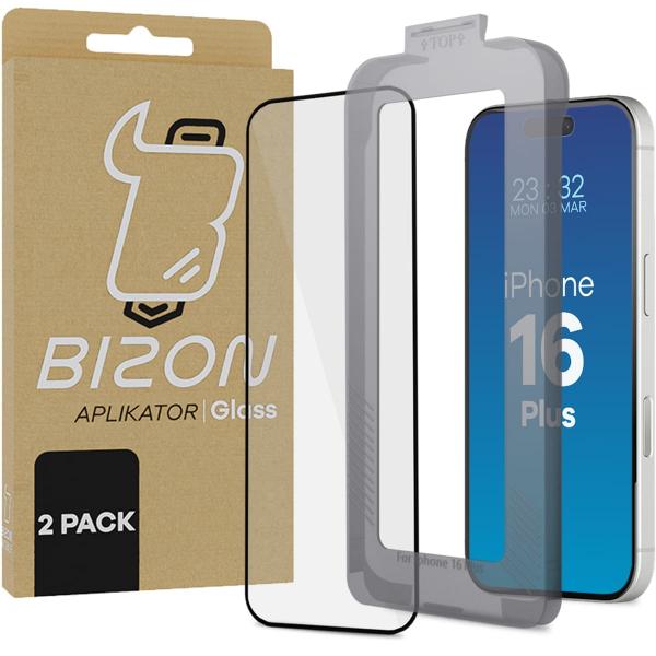 Szkło hartowane z ramką do łatwej aplikacji Bizon Glass Aplikator do iPhone 16 Plus, 2 sztuki