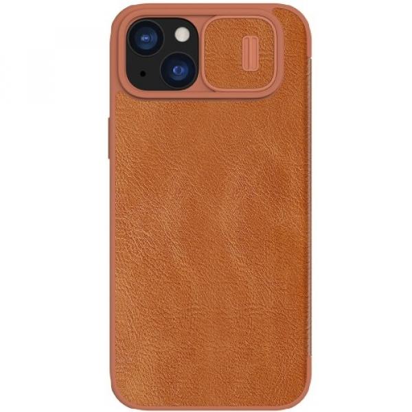 Etui Nillkin Qin Pro Leather z klapką do iPhone 15 Plus, brązowe