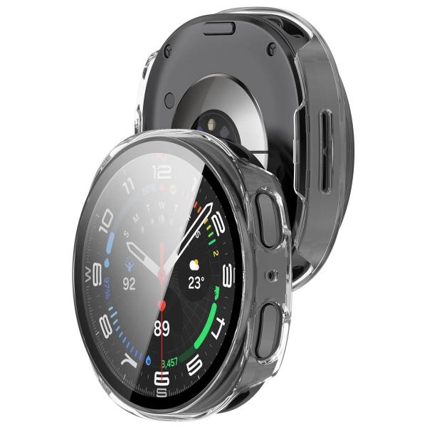 Etui ze szkłem do zegarka Bizon Case+Glass Watch do Galaxy Watch 8 44 mm, przeźroczyste