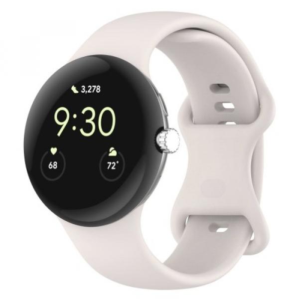 Silikonowy pasek Bizon Strap Watch Silicone 41mm do Google Pixel Watch 3/Watch 2/Watch 1, perłowy