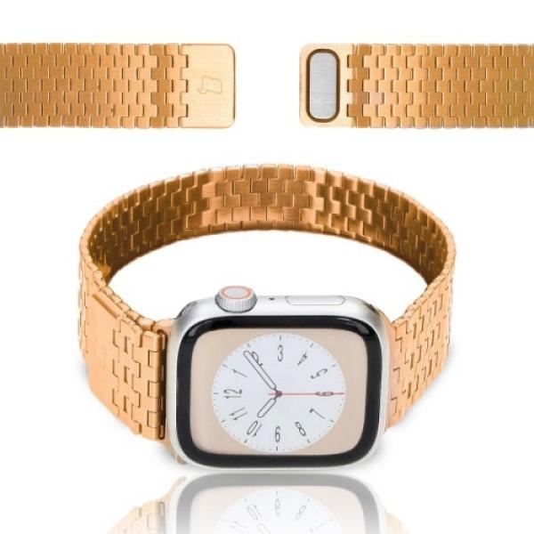 Pasek ze stali nierdzewnej Bizon Strap Watch Titanium do Apple Watch 38/40/41/42mm, różowozłoty