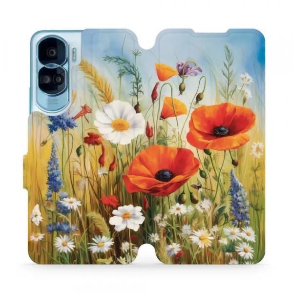 Etui z klapką do Honor 90 Lite, Mobiwear Book, łąkowe kwiaty