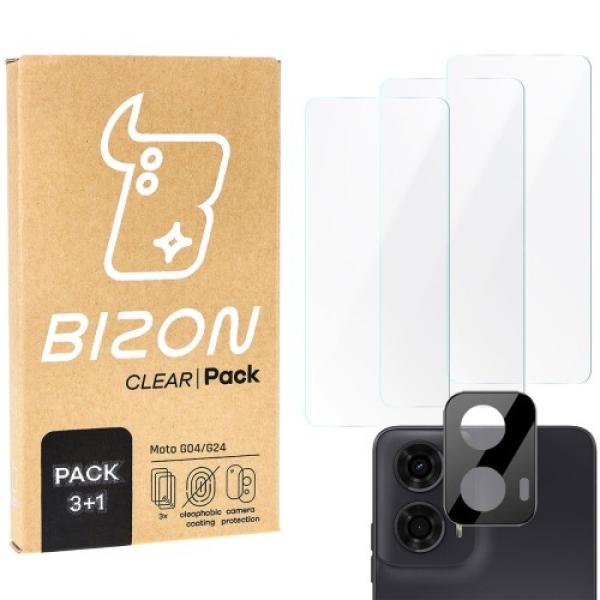 3x Szkło hartowane + szybka na aparat Bizon Clear 2 Pack do Motorola Moto G04/G24