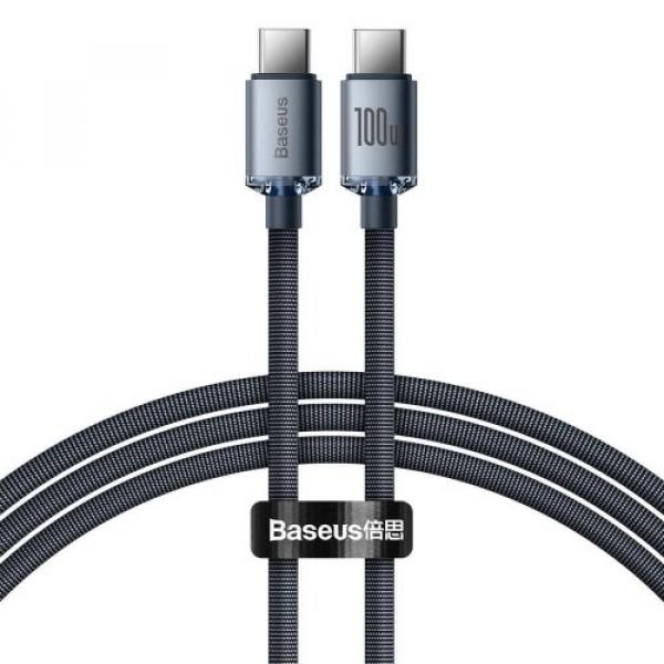 Kabel Baseus Crystal Shine 100W 5A USB-C do USB-C 1,2m, czarny