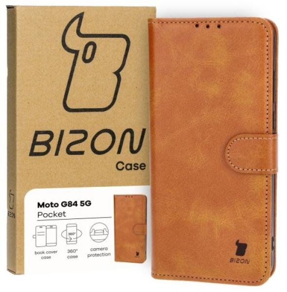 Etui z klapką Bizon Case Pocket do Motorola Moto G84 5G, brązowe