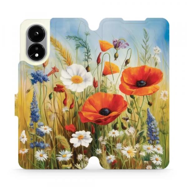 Etui z klapką do Oppo A38, Mobiwear Book, łąkowe kwiaty