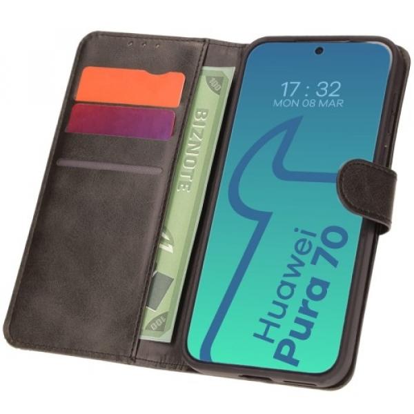 Etui z klapką Bizon Case Pocket do Huawei Pura 70, czarne