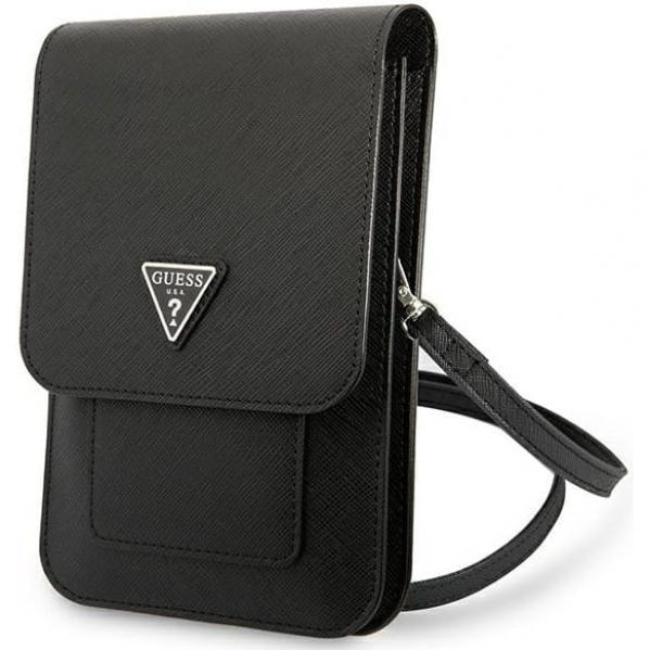 OUTLET: Torebka uniwersalna / wsuwka Guess Saffiano Triangle 100 x 160 mm, czarny