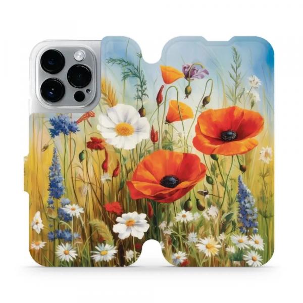 Etui z klapką do iPhone 14 Pro, Mobiwear Book, łąkowe kwiaty