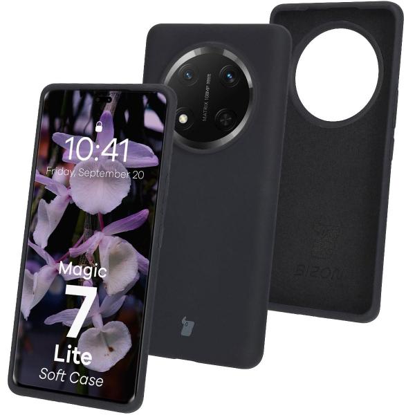 Silikonowe etui Bizon Soft Case do Honor Magic7 Lite, czarne