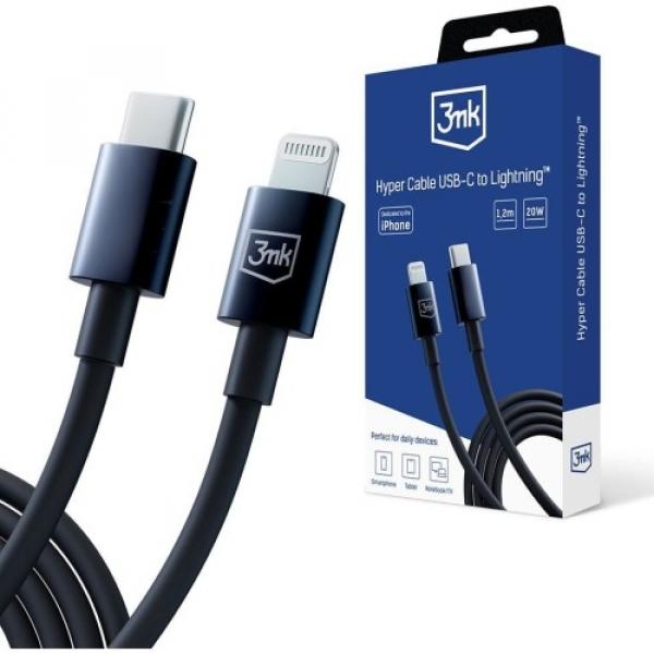 Kabel ładująco- przesyłowy 3mk Hyper Cable USB-C do Lightning, 20W, 1,2m, czarny