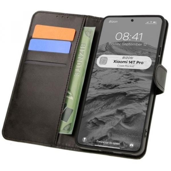 Etui z klapką Bizon Case Pocket do Xiaomi 14T Pro, czarne