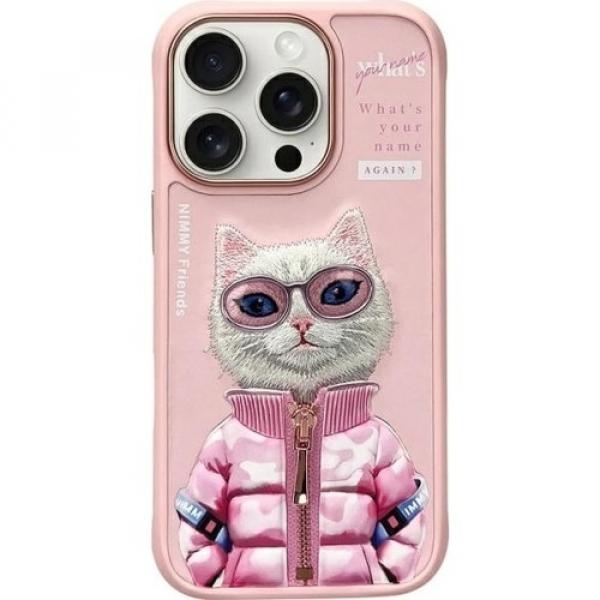 Etui Nimmy Cool&Cute 2.0 Cat do iPhone 16 Pro Max, różowe z kotkiem