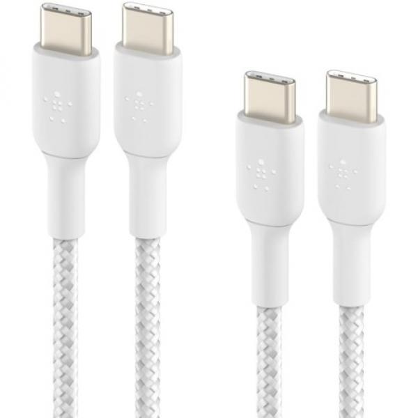 Kabel x2 Belkin Boost Charge Braided 2-Pack USB-C do USB-C 1m, biały