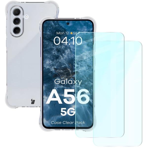 Elastyczne etui + 2x szkło hartowane Bizon Case Clear Pack do Galaxy A56 5G