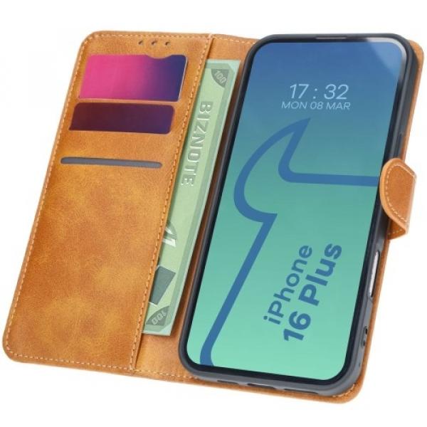 Etui z klapką Bizon Case Pocket do iPhone 16 Plus, brązowe