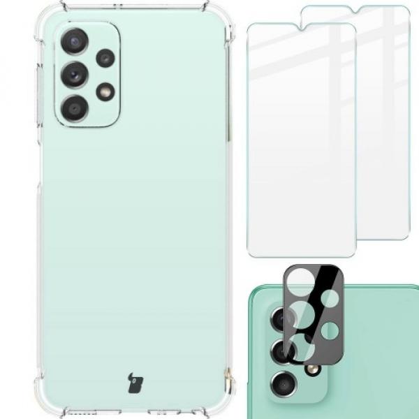 Etui + 2x szkło + obiektyw Bizon Case Clear Pack do Galaxy A23 5G/4G, przezroczyste