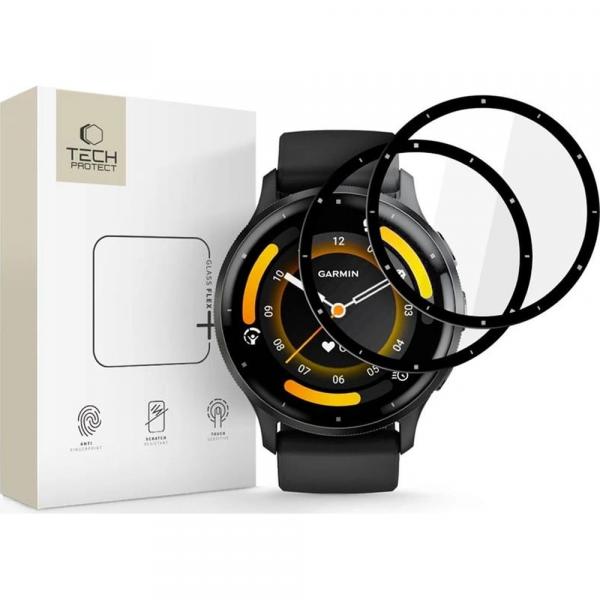 Szkło hybrydowe Tech-Protect Glass Flex+ do Garmin Venu 3, 2 sztuki, przezroczyste z czarną ramką