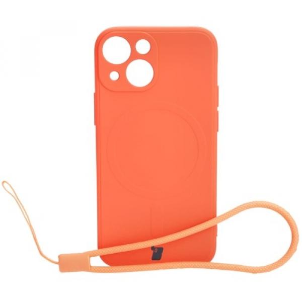 Etui Bizon Case Silicone MagSafe Sq do iPhone 13 Mini, marchewkowe